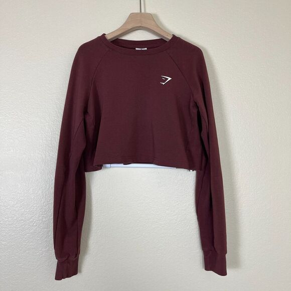 Gymshark Women's Size M Brown Training Cropped Crewneck Sweater Athleisure Yoga - Picture 4 of 14